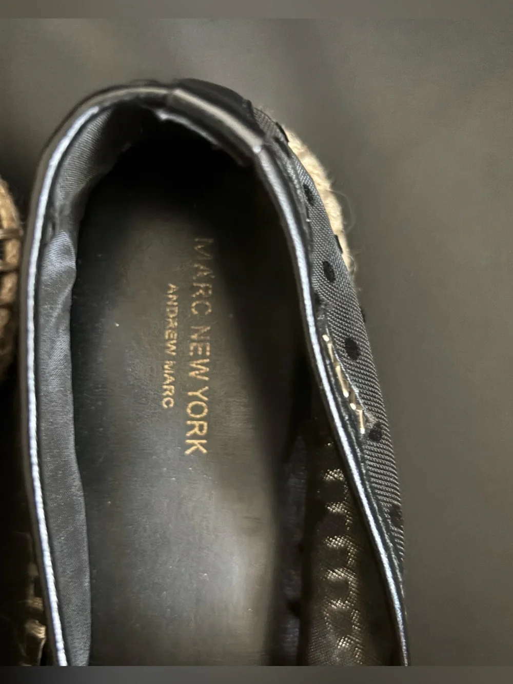 Marc New York Black Polka Dot Espadrille Mary Jane Flats Size 7.5